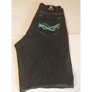 Red Ape Blue Denim Shorts Mens Baggy Skate Urban Hip Hop Y2K Embroidered Size 34